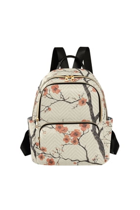 Mini Backpack Purse for Women Quilted Travel Daypack Casual Shoulder Bag, Light Red Flowers