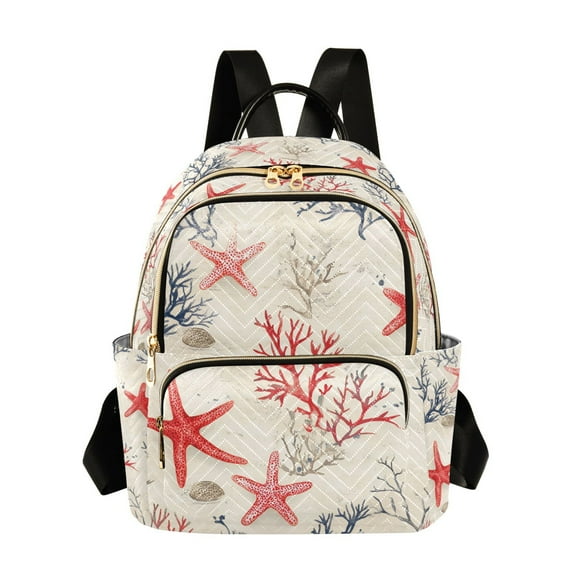 FORMRS Mini Backpack Purse for Women Quilted Travel Daypack Casual Shoulder Bag, Light Red Starfish