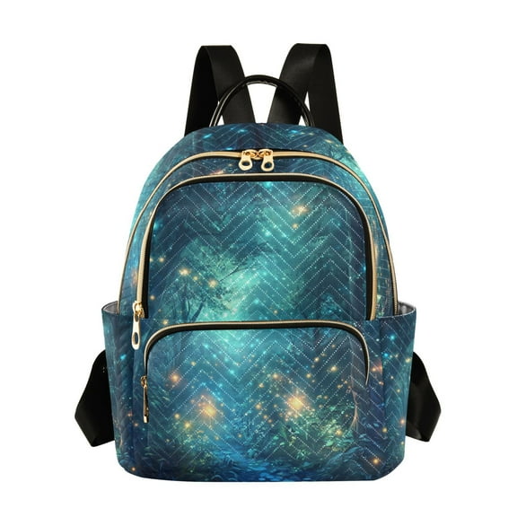 FORMRS Mini Backpack Purse for Women Travel Daypack Casual Shoulder Bag, Magical Forest Glowing Lights