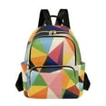 thumbnail image 1 of FORMRS Mini Backpack Purse for Women Quilted Travel Daypack Casual Shoulder Bag, Minimalist Triangles, 1 of 7
