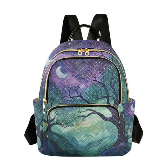 FORMRS Mini Backpack Purse for Women Quilted Travel Daypack Casual Shoulder Bag, Moonlight Forest