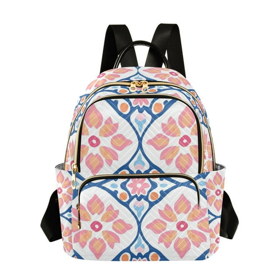 FORMRS Mini Backpack Purse for Women Travel Daypack Casual Shoulder Bag, Mosaic Flowers Pattern
