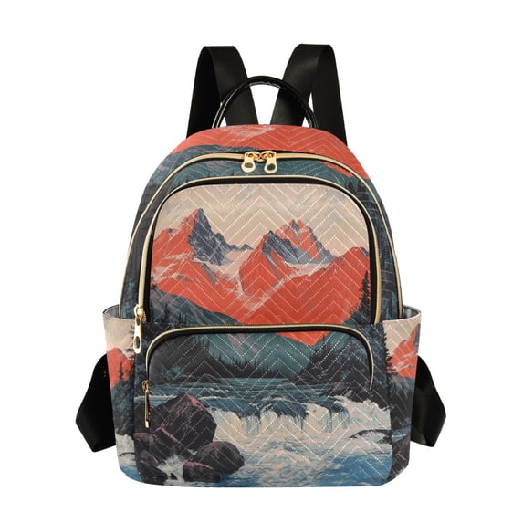 FORMRS Mini Backpack Purse for Women Travel Daypack Casual Shoulder Bag, Mountains at Dawn