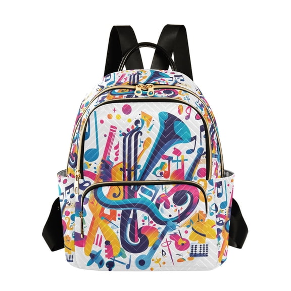 FORMRS Mini Backpack Purse for Women Travel Daypack Casual Shoulder Bag, Musical Pattern