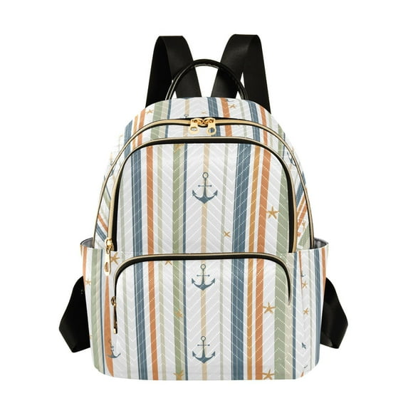 FORMRS Mini Backpack Purse for Women Quilted Travel Daypack Casual Shoulder Bag, Nautical Pattern