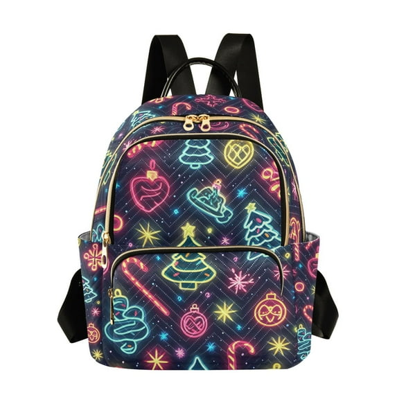 FORMRS Mini Backpack Purse for Women Quilted Travel Daypack Casual Shoulder Bag, Neon Christmas
