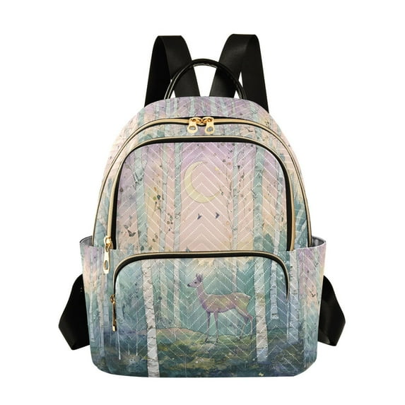 FORMRS Mini Backpack Purse for Women Quilted Travel Daypack Casual Shoulder Bag, Night Deer