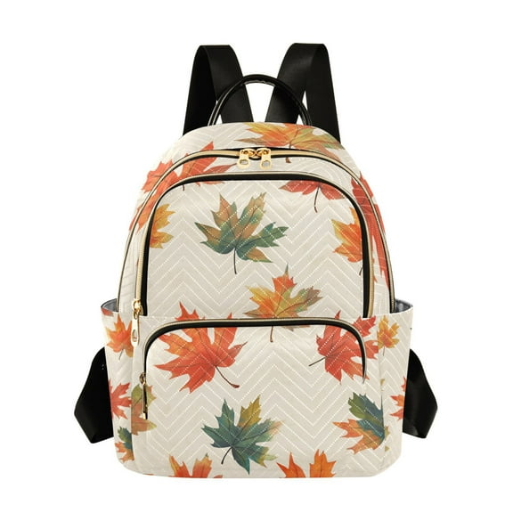 FORMRS Mini Backpack Purse for Women Travel Daypack Casual Shoulder Bag, Orange Autumn Leaves