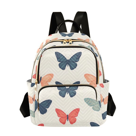 FORMRS Mini Backpack Purse for Women Travel Daypack Casual Shoulder Bag, Orange Butterflies