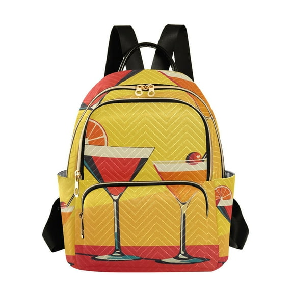 FORMRS Mini Backpack Purse for Women Quilted Travel Daypack Casual Shoulder Bag, Orange Cocktails