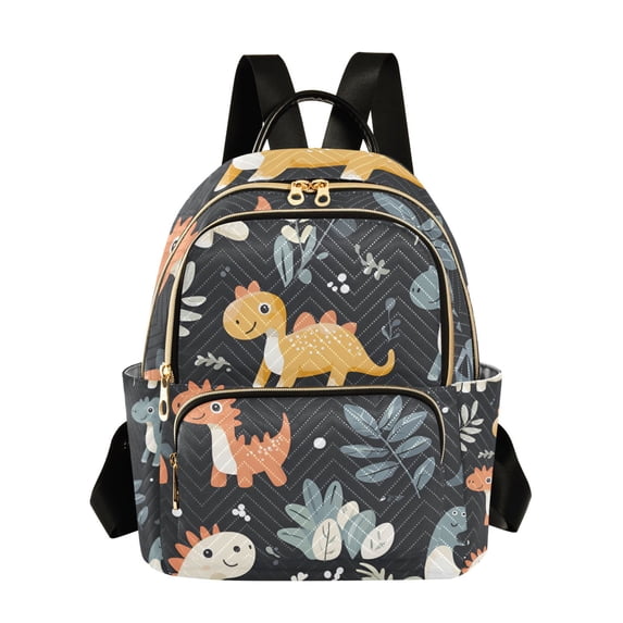 FORMRS Mini Backpack Purse for Women Quilted Travel Daypack Casual Shoulder Bag, Orange Dinosaur