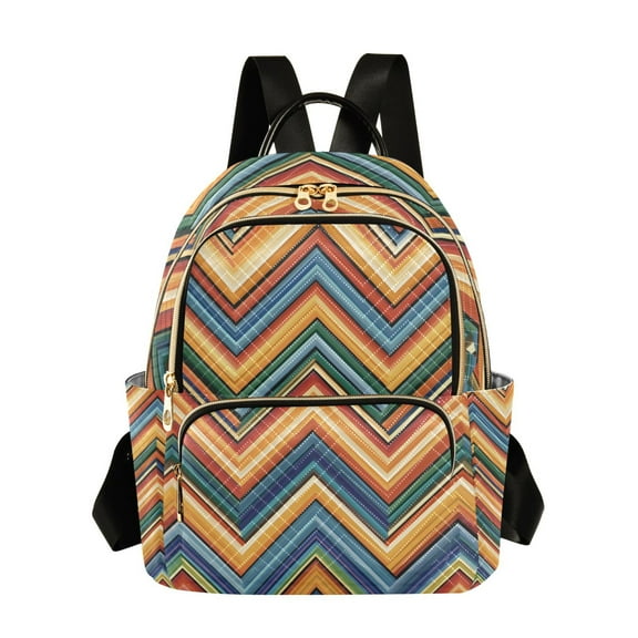 FORMRS Mini Backpack Purse for Women Travel Daypack Casual Shoulder Bag, Orange Geometric