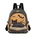 thumbnail image 1 of FORMRS Mini Backpack Purse for Women Quilted Travel Daypack Casual Shoulder Bag, Orange Halloween Cat, 1 of 7