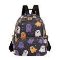 thumbnail image 1 of FORMRS Mini Backpack Purse for Women Quilted Travel Daypack Casual Shoulder Bag, Orange Halloween Ghosts, 1 of 7