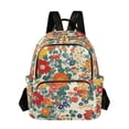 thumbnail image 1 of FORMRS Mini Backpack Purse for Women Travel Daypack Casual Shoulder Bag, Orange Japanese Flowers Pattern, 1 of 7