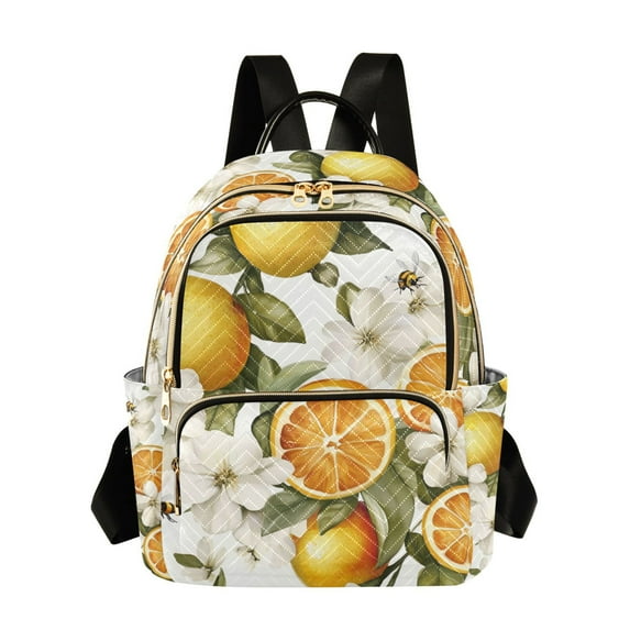 FORMRS Mini Backpack Purse for Women Quilted Travel Daypack Casual Shoulder Bag, Oranges Watercolor
