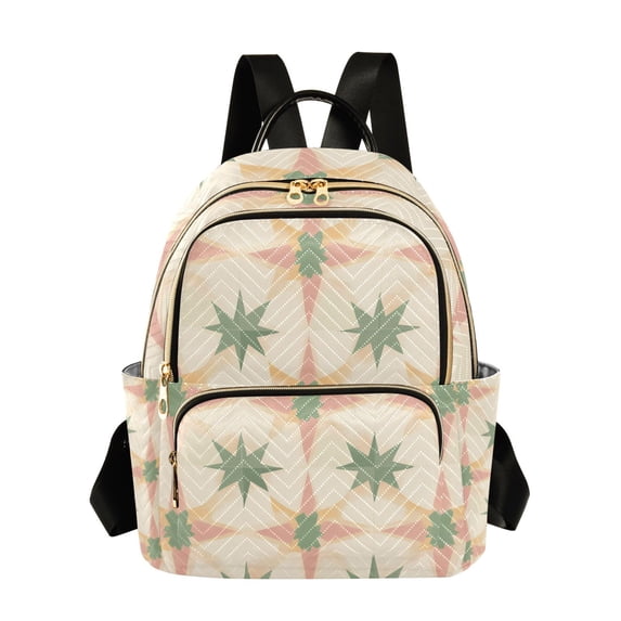FORMRS Mini Backpack Purse for Women Quilted Travel Daypack Casual Shoulder Bag, Pastel Beige Geometric