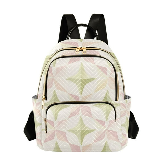 FORMRS Mini Backpack Purse for Women Quilted Travel Daypack Casual Shoulder Bag, Pastel Pink Geometric