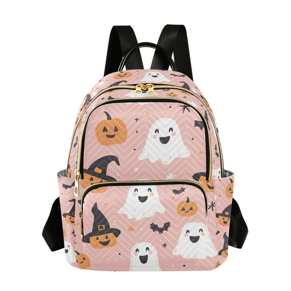 FORMRS Mini Backpack Purse for Women Quilted Travel Daypack Casual Shoulder Bag, Pastel Pink Halloween