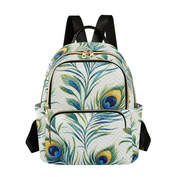 FORMRS Mini Backpack Purse for Women Travel Daypack Casual Shoulder Bag, Peacock Feather