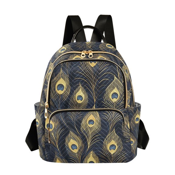 FORMRS Mini Backpack Purse for Women Travel Daypack Casual Shoulder Bag, Peacock Feathers Pattern