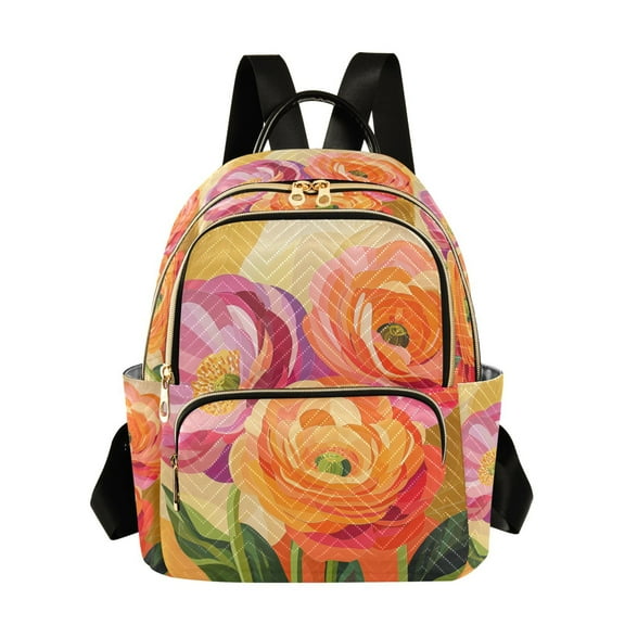 FORMRS Mini Backpack Purse for Women Travel Daypack Casual Shoulder Bag, Pink Abstract Floral
