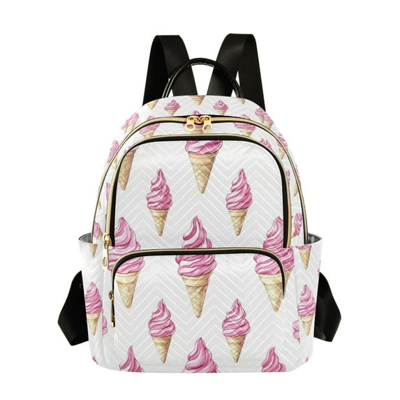 FORMRS Mini Backpack Purse for Women Quilted Travel Daypack Casual Shoulder Bag, Pink Cartoon Ice Cream