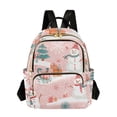 thumbnail image 1 of FORMRS Mini Backpack Purse for Women Travel Daypack Casual Shoulder Bag, Pink Christmas Snowman, 1 of 7