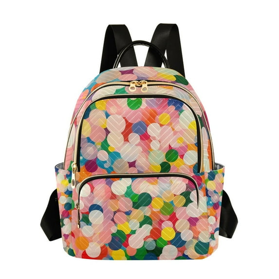 FORMRS Mini Backpack Purse for Women Travel Daypack Casual Shoulder Bag, Pink Colorful Circles