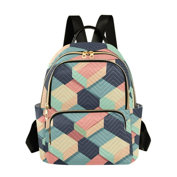 FORMRS Mini Backpack Purse for Women Travel Daypack Casual Shoulder Bag, Pink Cubes