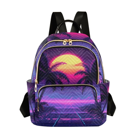FORMRS Mini Backpack Purse for Women Quilted Travel Daypack Casual Shoulder Bag, Pink Digital Art