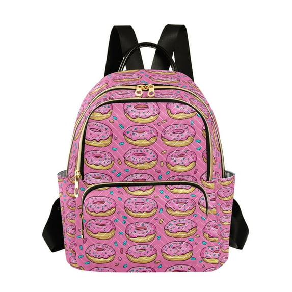 FORMRS Mini Backpack Purse for Women Travel Daypack Casual Shoulder Bag, Pink Doughnuts