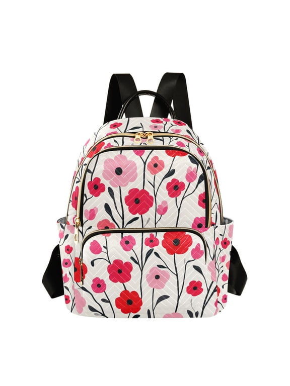 Mini Backpack Purse for Women Quilted Travel Daypack Casual Shoulder Bag, Pink Floral