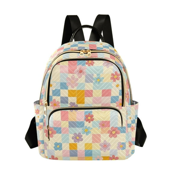 FORMRS Mini Backpack Purse for Women Quilted Travel Daypack Casual Shoulder Bag, Pink Floral