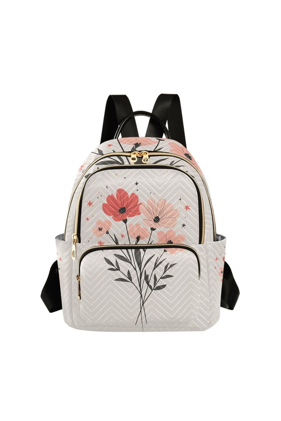 Mini Backpack Purse for Women Travel Daypack Casual Shoulder Bag, Pink Flower