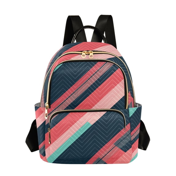 FORMRS Mini Backpack Purse for Women Quilted Travel Daypack Casual Shoulder Bag, Pink Geometric