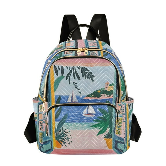 FORMRS Mini Backpack Purse for Women Travel Daypack Casual Shoulder Bag, Pink Seaside
