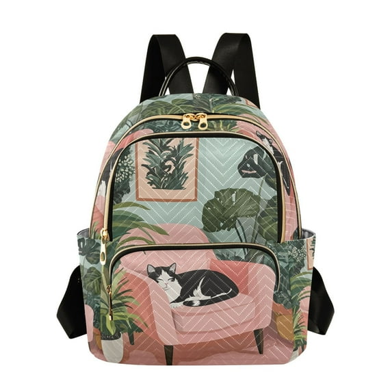 FORMRS Mini Backpack Purse for Women Travel Daypack Casual Shoulder Bag, Pink Sleeping Cat