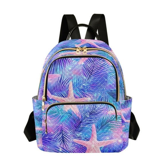 FORMRS Mini Backpack Purse for Women Quilted Travel Daypack Casual Shoulder Bag, Pink Starfish Pattern