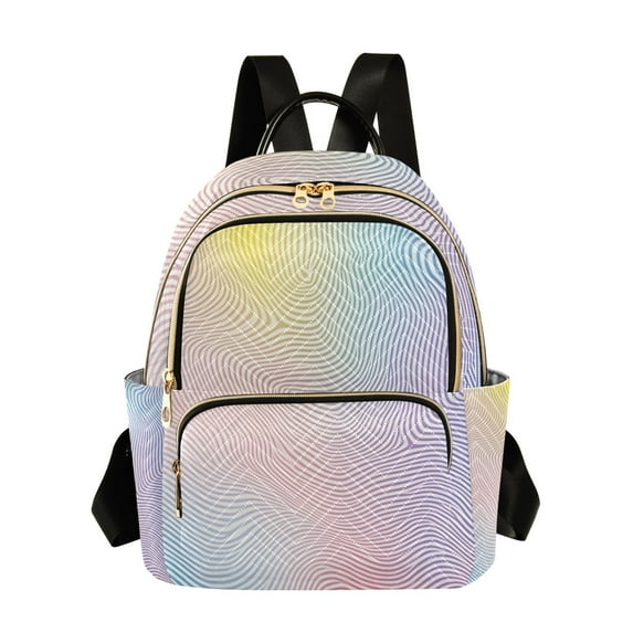 FORMRS Mini Backpack Purse for Women Travel Daypack Casual Shoulder Bag, Pink Wavy Striped