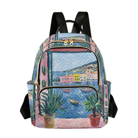 FORMRS Mini Backpack Purse for Women Travel Daypack Casual Shoulder Bag, Pink Window