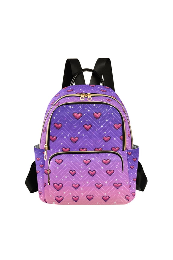 Mini Backpack Purse for Women Quilted Travel Daypack Casual Shoulder Bag, Pixel Love
