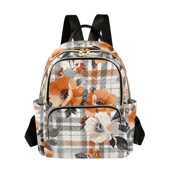 FORMRS Mini Backpack Purse for Women Quilted Travel Daypack Casual Shoulder Bag, Plaid Floral