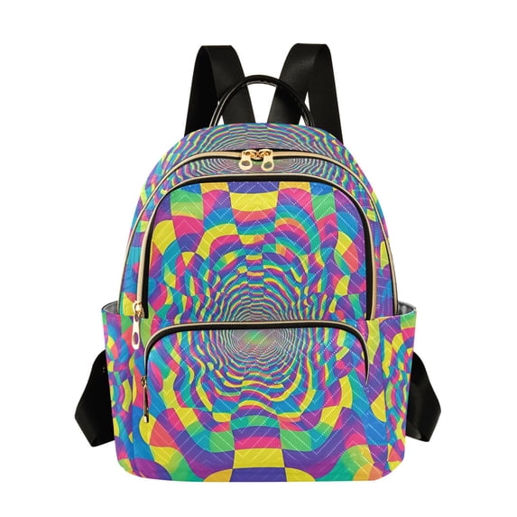 FORMRS Mini Backpack Purse for Women Travel Daypack Casual Shoulder Bag, Psychedelic Pattern