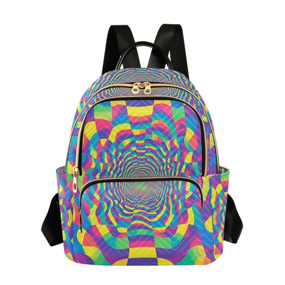 FORMRS Mini Backpack Purse for Women Quilted Travel Daypack Casual Shoulder Bag, Psychedelic Pattern
