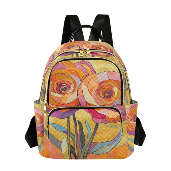 FORMRS Mini Backpack Purse for Women Travel Daypack Casual Shoulder Bag, Purple Abstract Floral