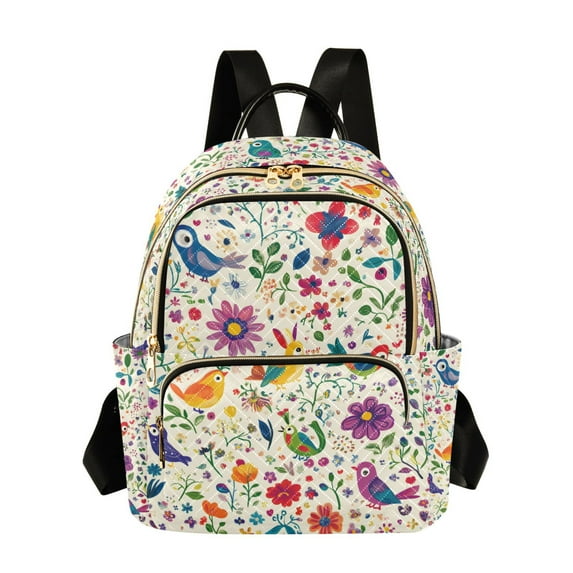 FORMRS Mini Backpack Purse for Women Quilted Travel Daypack Casual Shoulder Bag, Purple Cartoon Animals