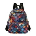 thumbnail image 1 of FORMRS Mini Backpack Purse for Women Quilted Travel Daypack Casual Shoulder Bag, Purple Dragon Scales Pattern, 1 of 7