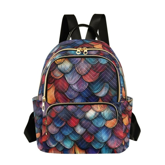 FORMRS Mini Backpack Purse for Women Quilted Travel Daypack Casual Shoulder Bag, Purple Dragon Scales Pattern