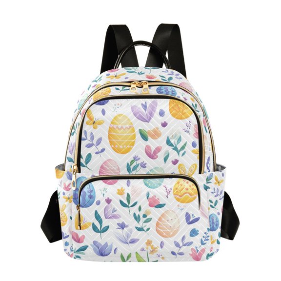 FORMRS Mini Backpack Purse for Women Quilted Travel Daypack Casual Shoulder Bag, Purple Easter Eggs